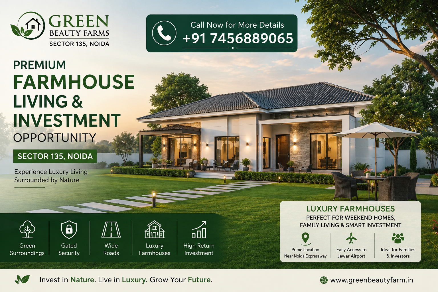 Green Beauty Farms Sector 135 Noida | Luxury Farm House Investment